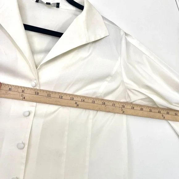 Lafayette 148 New York Ivory Button Up Shirt $448 Elegant Cuffs Women's Size 8‎ - Picture 7 of 8